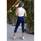 Julia Rose The Nova navy capri leggings with pocket, Women wearing navy capri leggings with side pocket