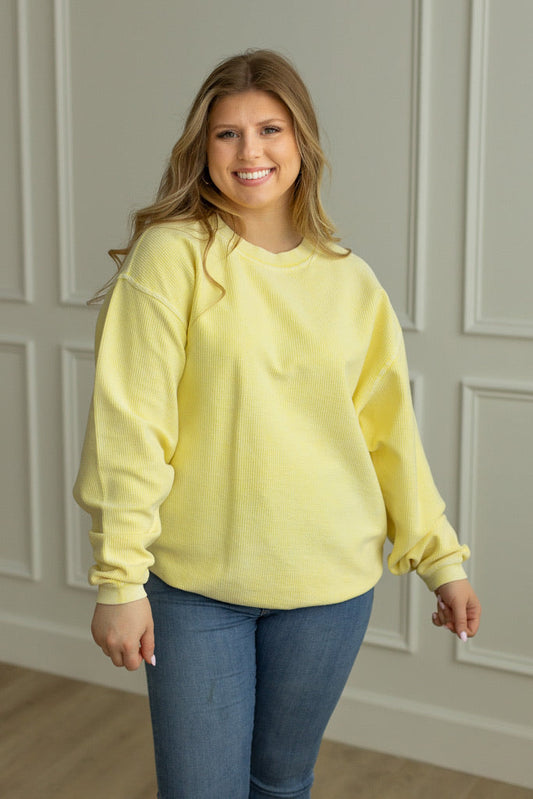 DAFFODIL - Essential Luxe Corded Crew Sweatshirt