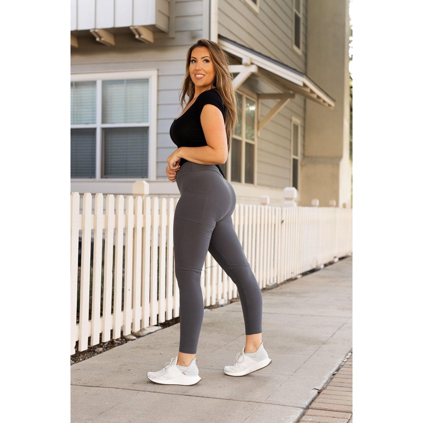 Ready to Ship | The Carmen - Charcoal Full Length Leggings with Pockets  - Luxe Leggings by Julia Rose® Round 2