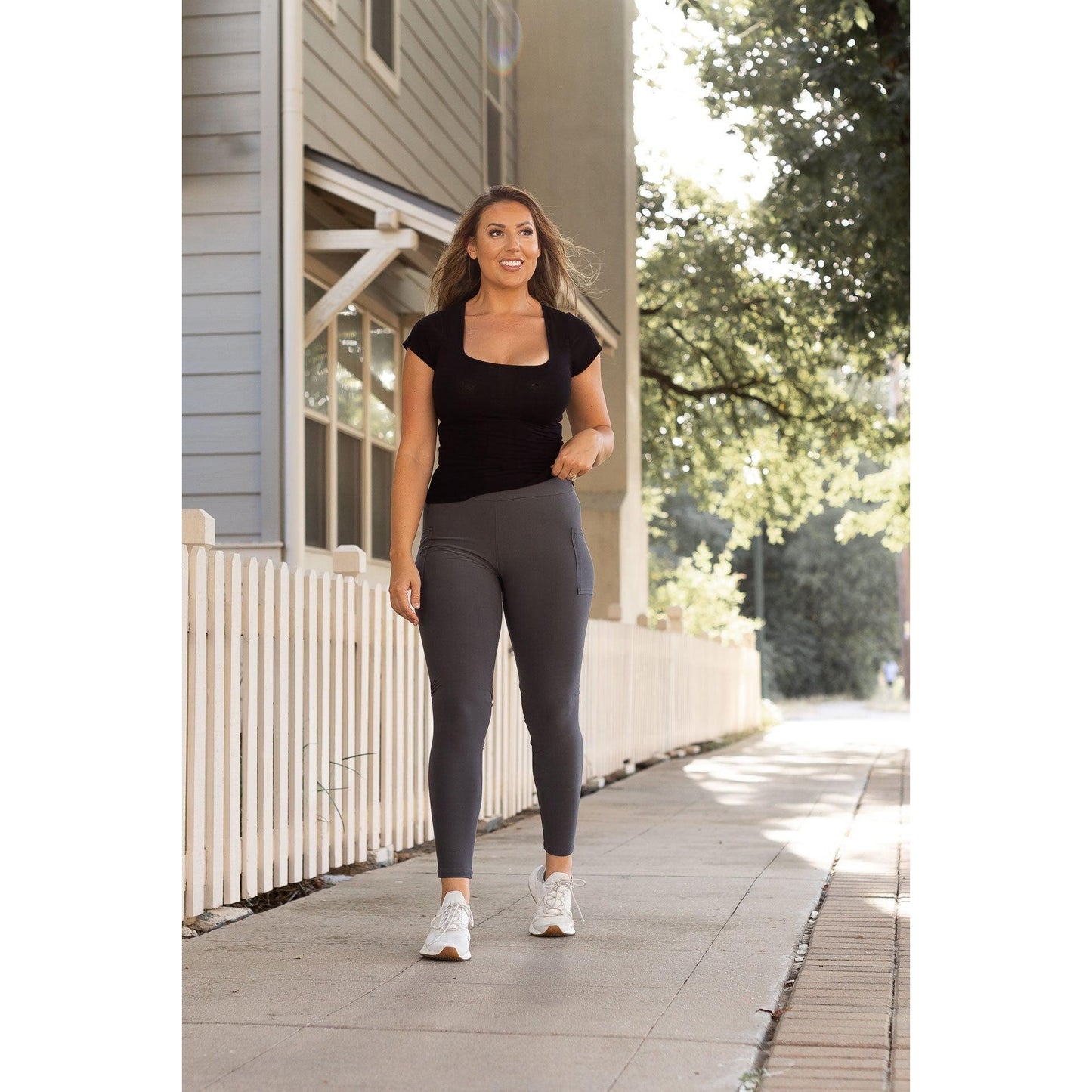 Ready to Ship | The Carmen - Charcoal Full Length Leggings with Pockets  - Luxe Leggings by Julia Rose® Round 2