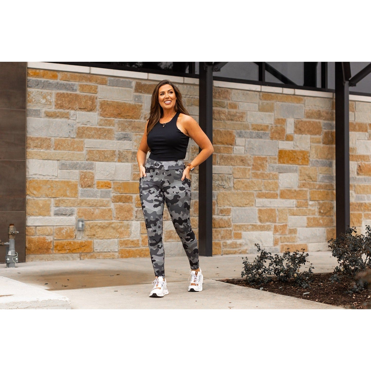 Julia Rose Ace camo full-length leggings, Women wearing Ace camo leggings high waisted