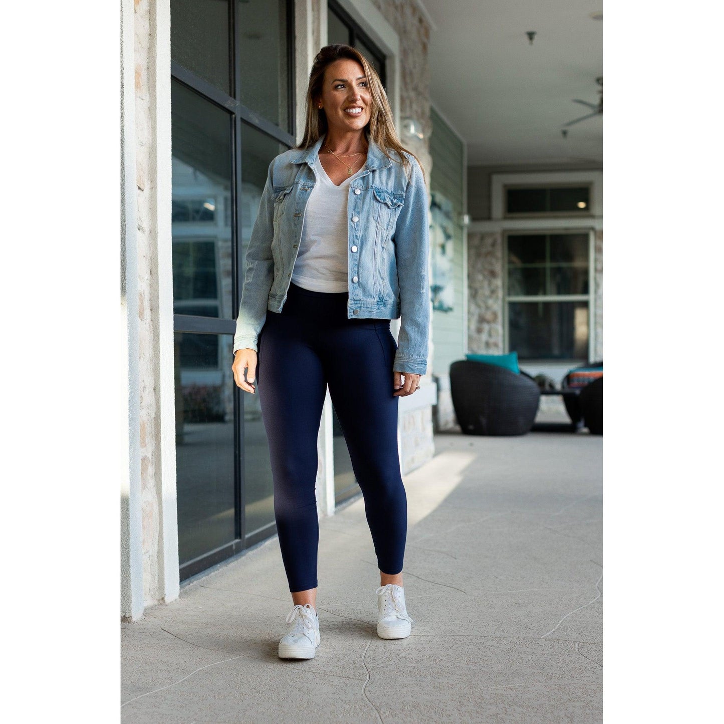 Ready to Ship | The Nyla - Navy Full-Length with Pocket Leggings - Luxe Leggings by Julia Rose®