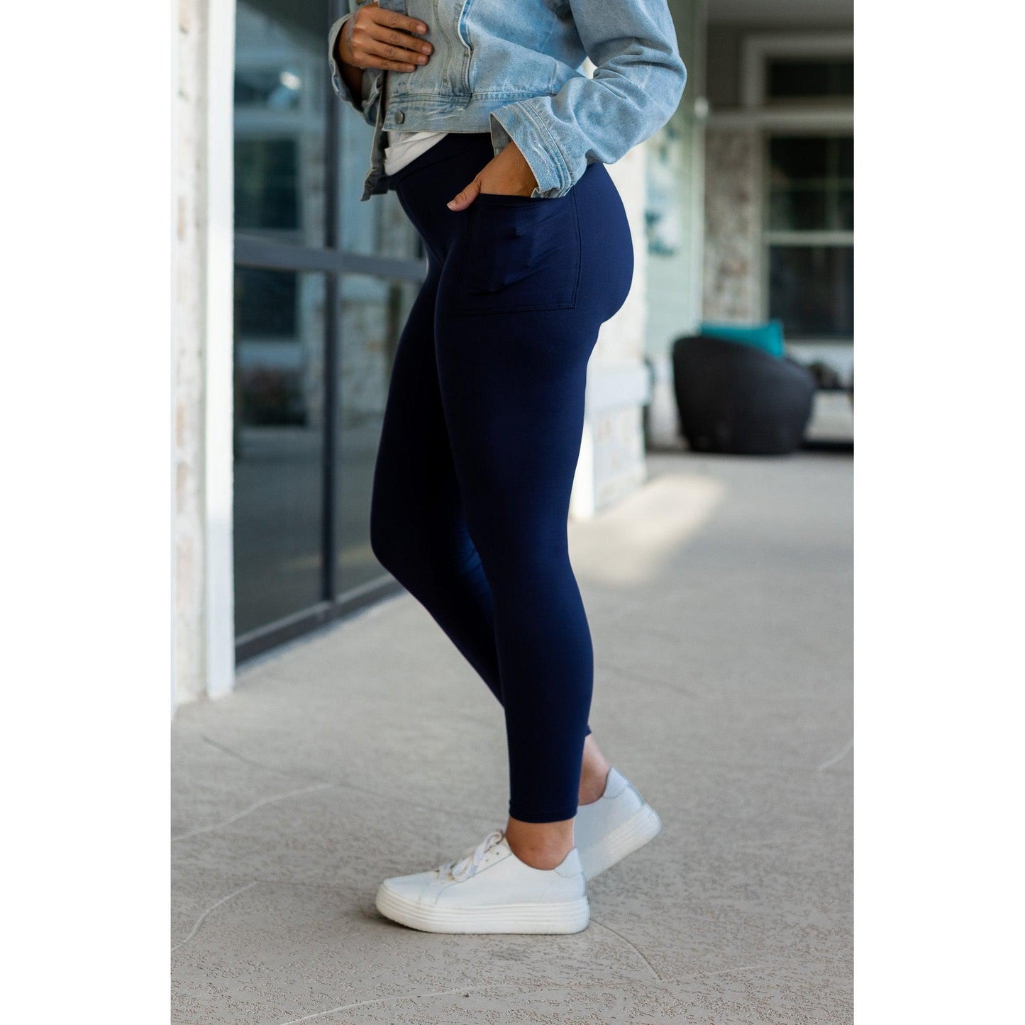 Ready to Ship | The Nyla - Navy Full-Length with Pocket Leggings - Luxe Leggings by Julia Rose®