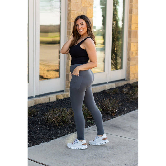 Ready to Ship | The Carmen - Charcoal Full Length Leggings with Pockets  - Luxe Leggings by Julia Rose® Round 2