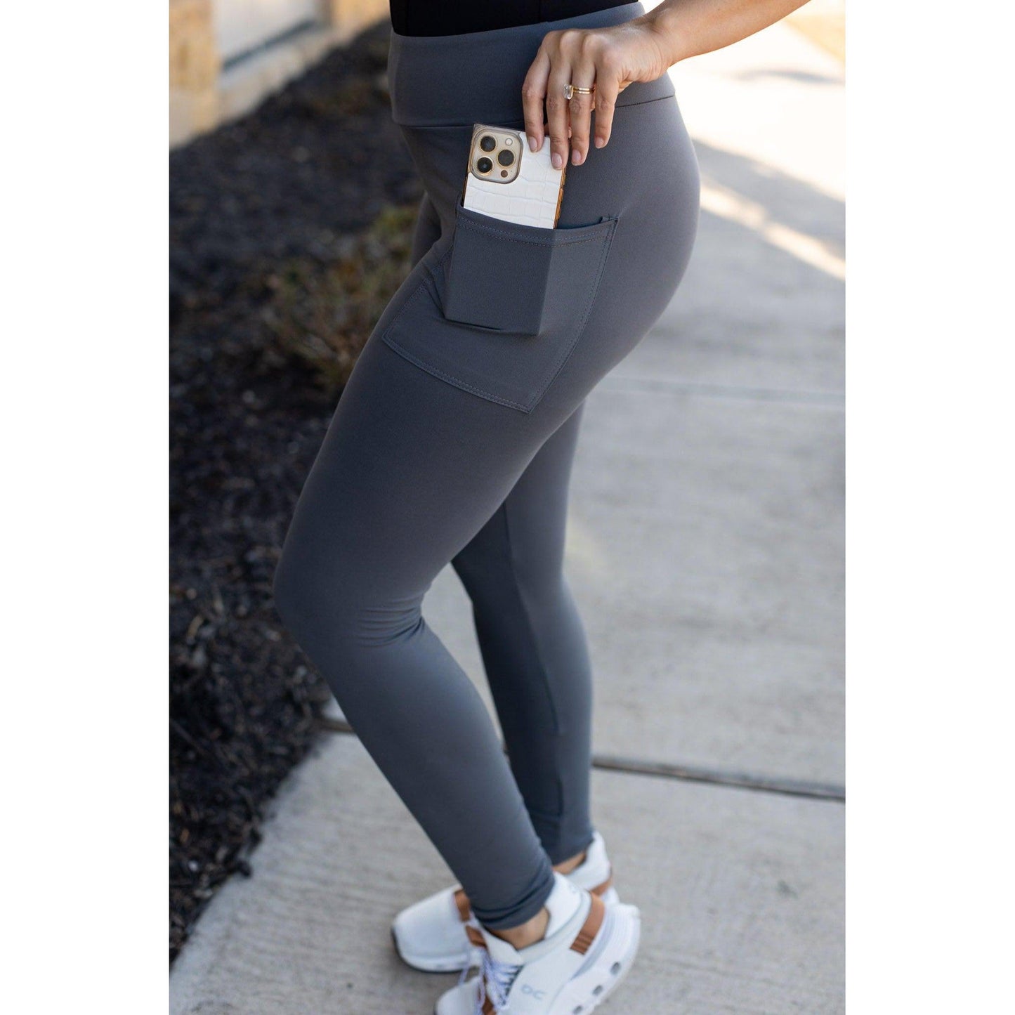 Ready to Ship | The Carmen - Charcoal Full Length Leggings with Pockets  - Luxe Leggings by Julia Rose® Round 2