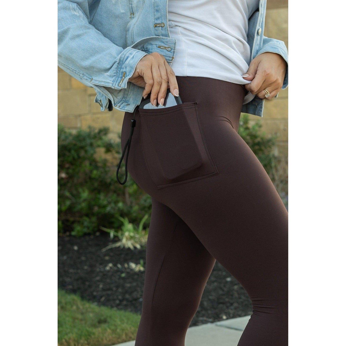 Ready to Ship  |The Brady -  Brown FULL LENGTH Leggings with POCKET Round 2 - Luxe Leggings by Julia Rose®