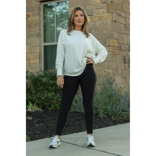 Ready to Ship | The Lilla -   Black FLEECE Full Length Leggings with Pockets Round 4 - Luxe Leggings by Julia Rose®