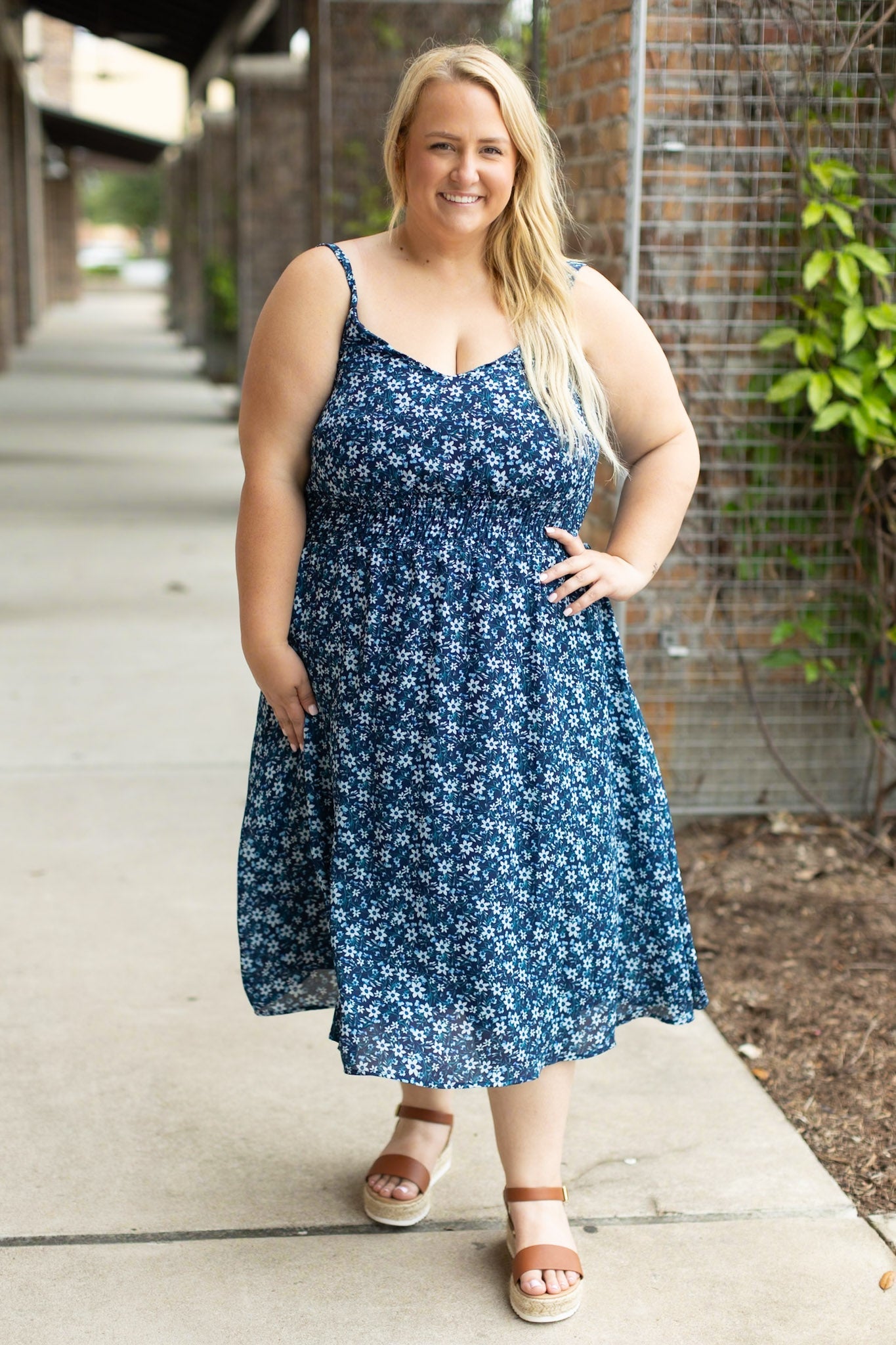 IN STOCK Cassidy Midi Dress - Blue Floral Mix