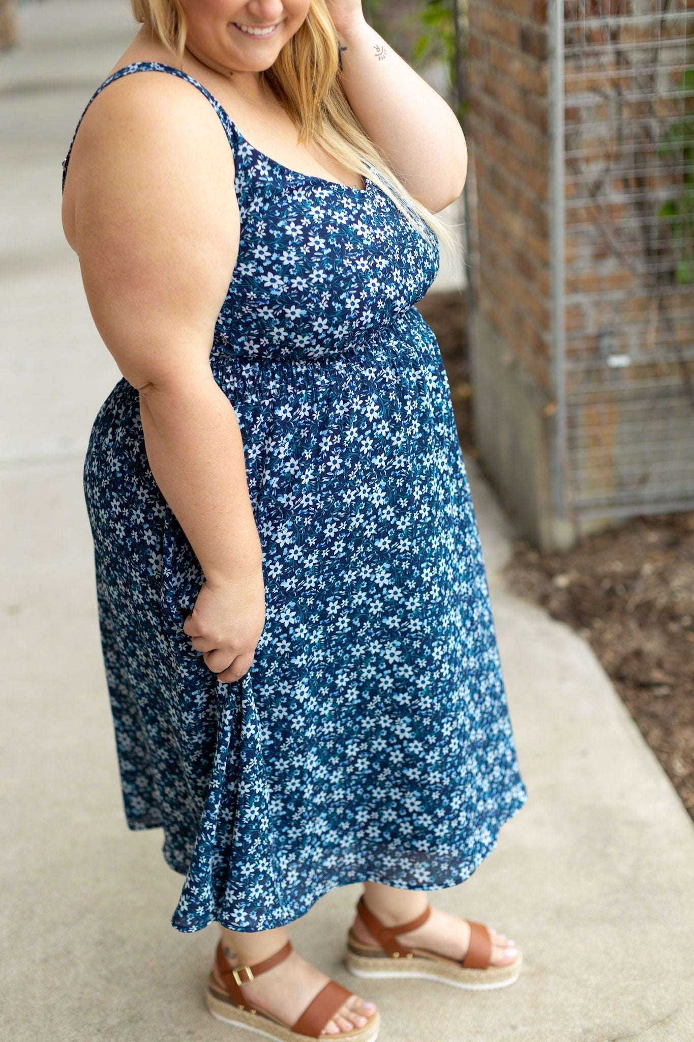 IN STOCK Cassidy Midi Dress - Blue Floral Mix