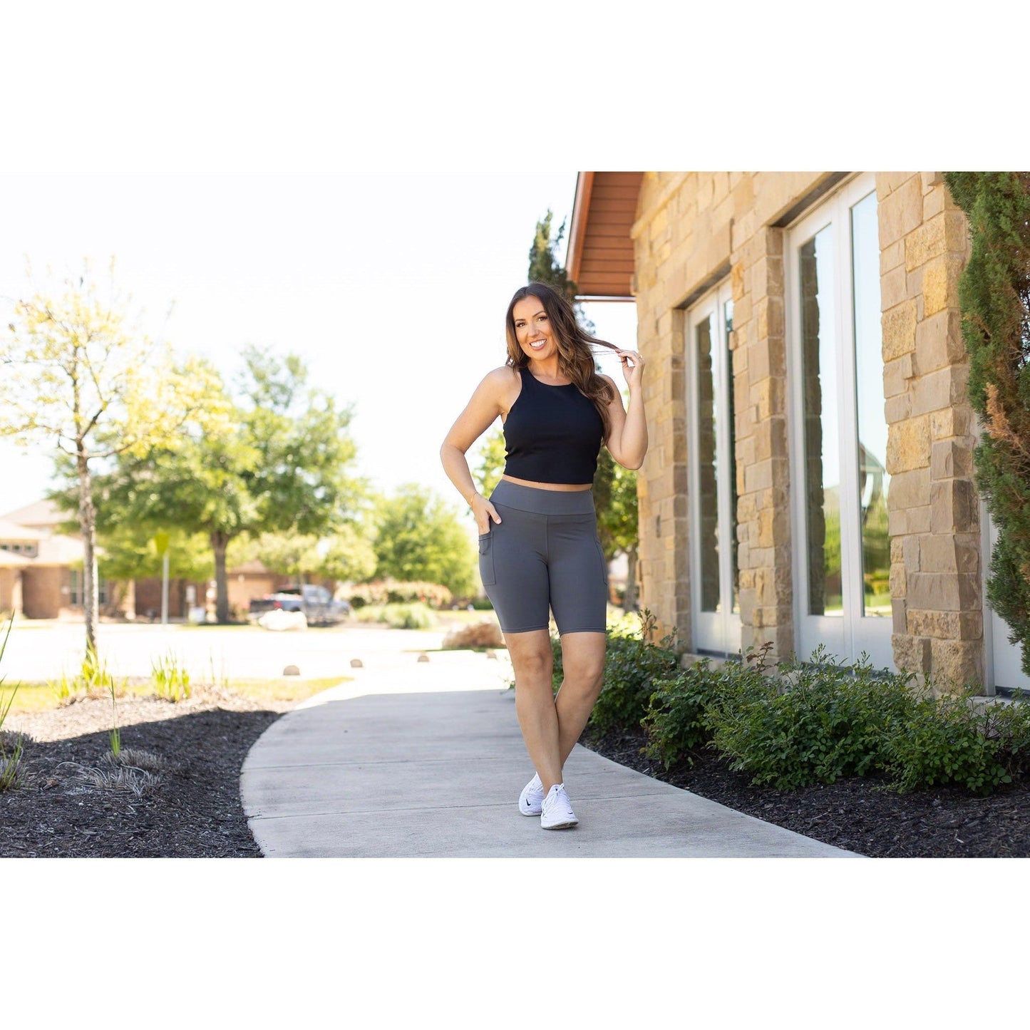 Ready to Ship  | The Christy -  Charcoal BIKER  SHORTS - Luxe Leggings by Julia Rose®