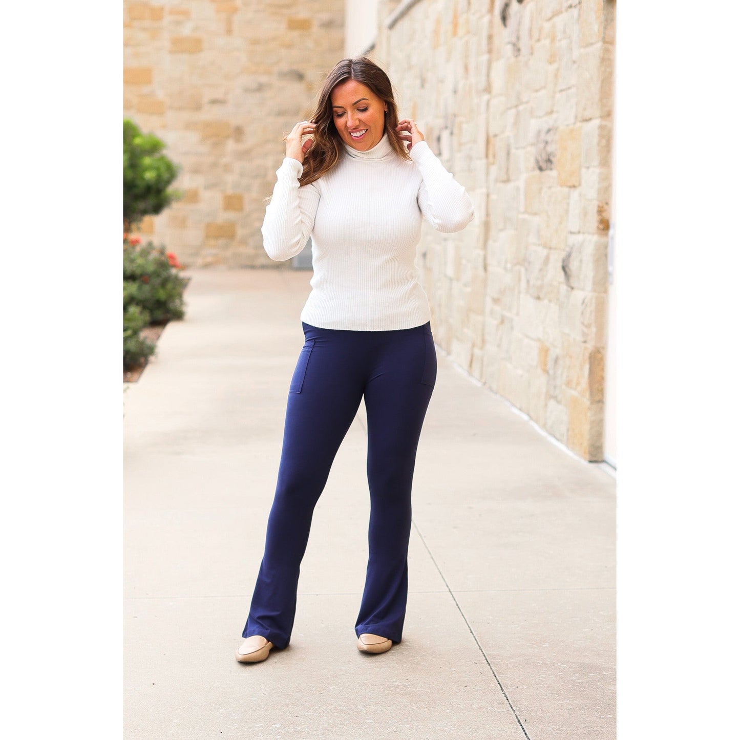 Ready to Ship | The Niko - Navy FLARE Leggings with Pocket - Round 2