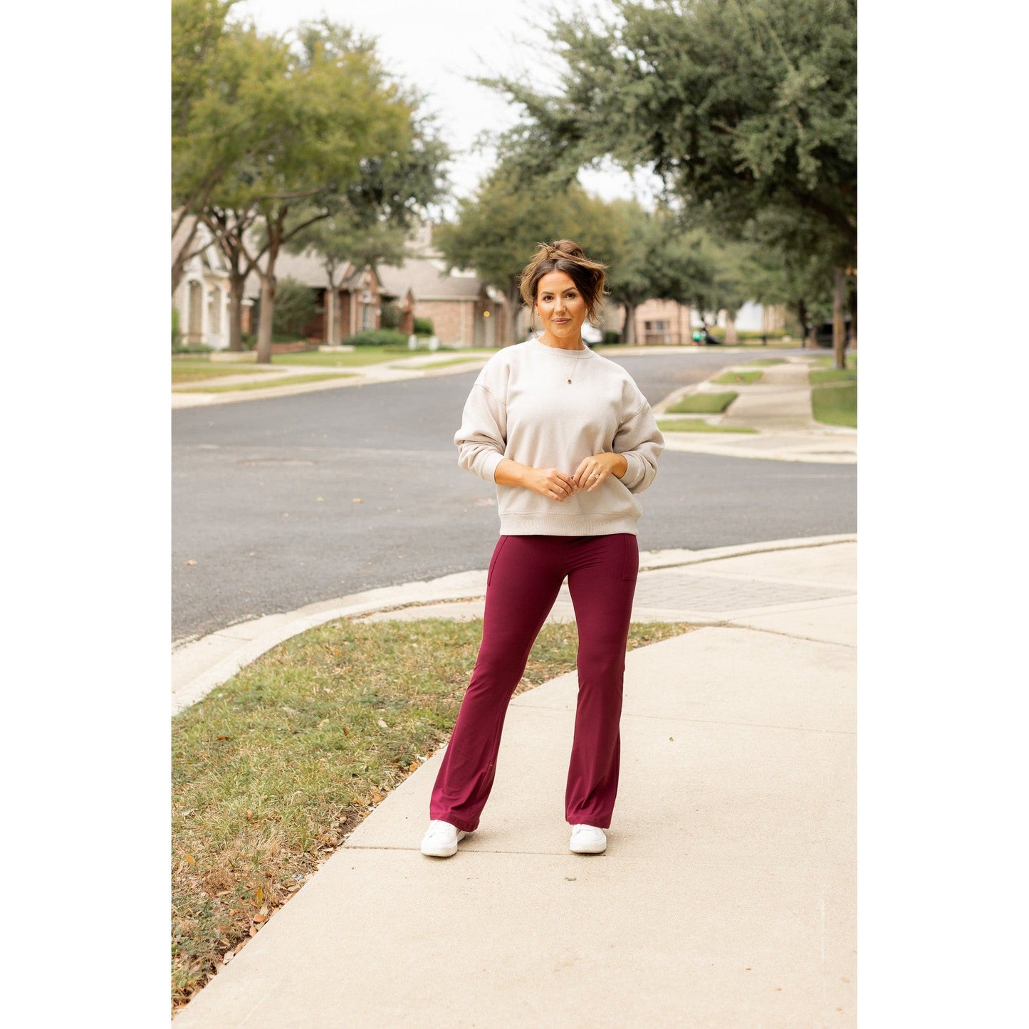 Ready to Ship  | The Maeve - 30"  MAROON Bootcut Leggings with Pockets - Round 2