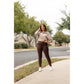 High waist brown crossover leggings for women. Buttery soft brown leggings with flattering waistband