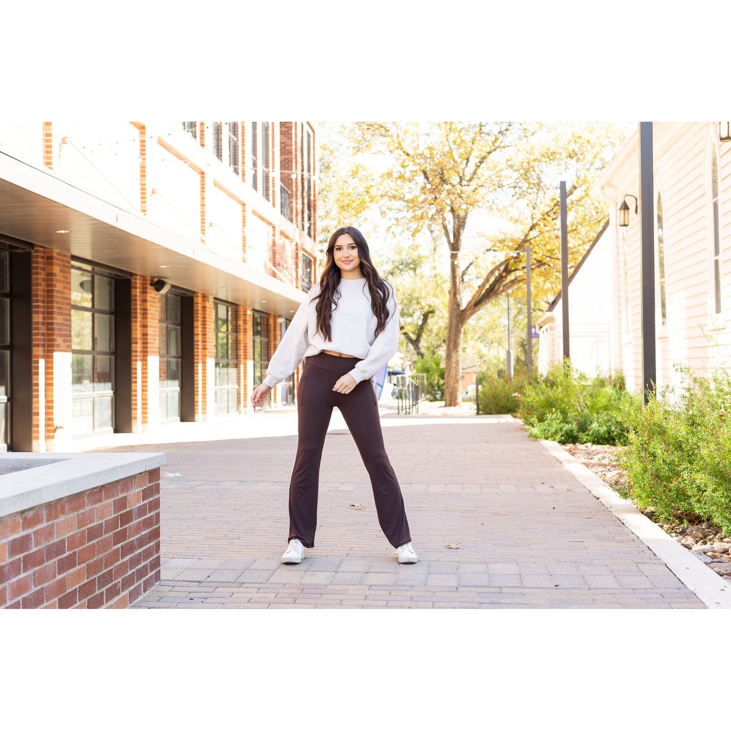 Ready to Ship | The Rhea - 30"  BROWN Bootcut Leggings with Pockets Round 2