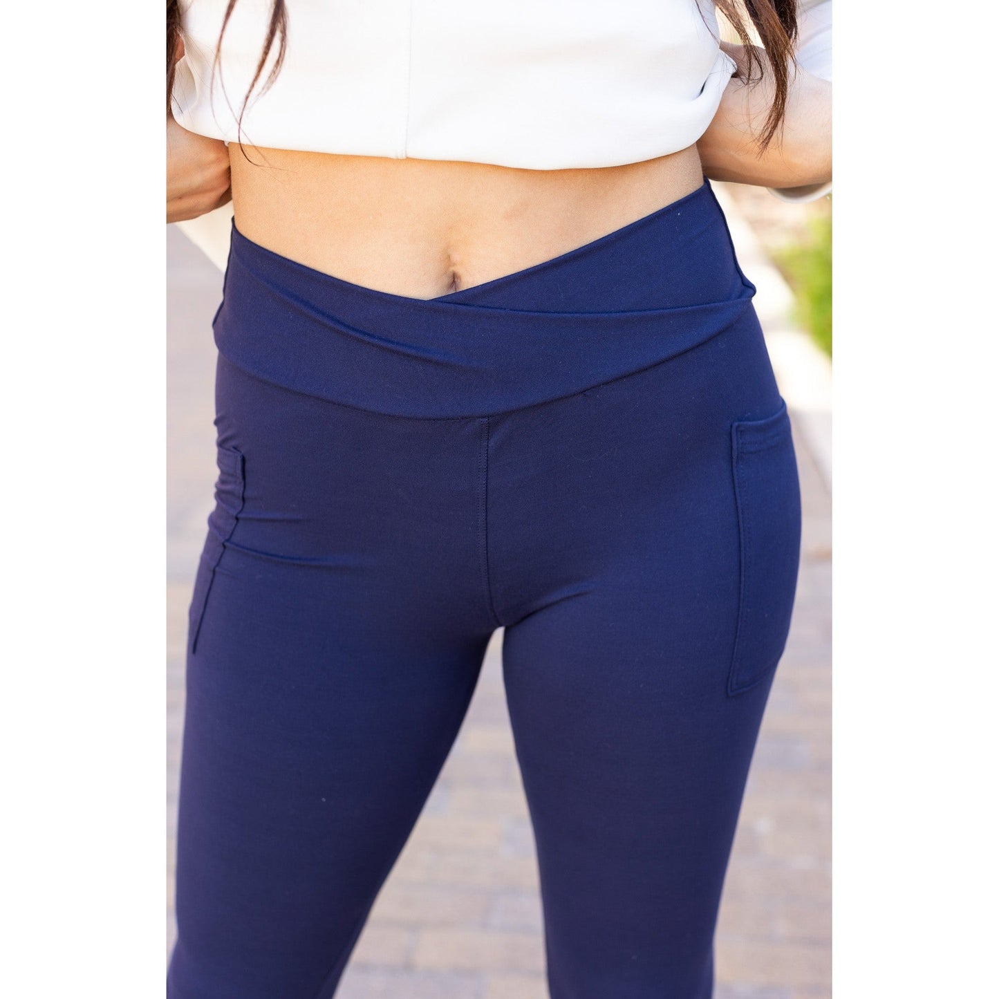 *Ready to Ship | The Nadia - NAVY Crossover Full Length Leggings with Pockets  - Luxe Leggings by Julia Rose®