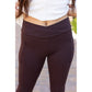 High waist brown crossover leggings for women. Buttery soft brown leggings with flattering waistband