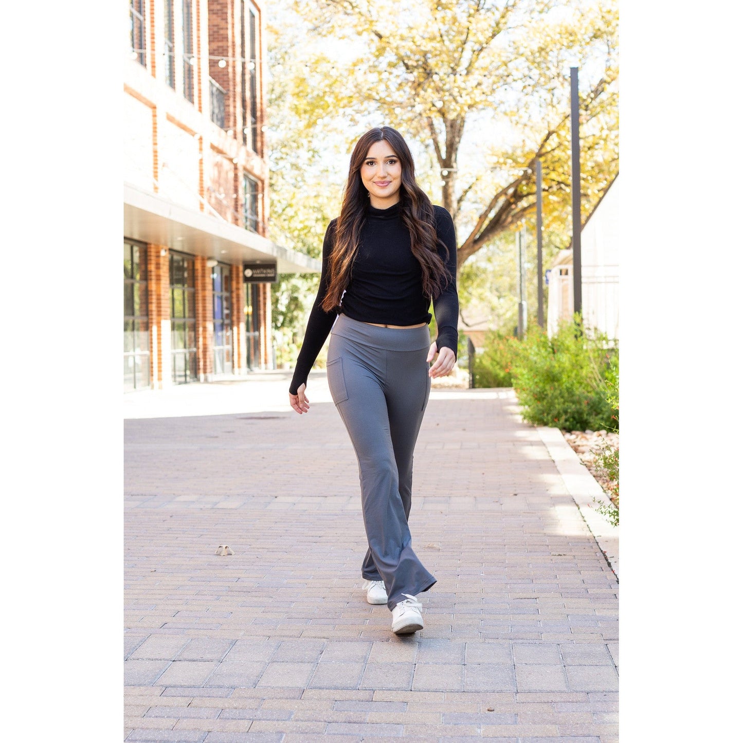 Ready to Ship | The Cassie - 30"  CHARCOAL Bootcut Leggings with Pockets - Round 2