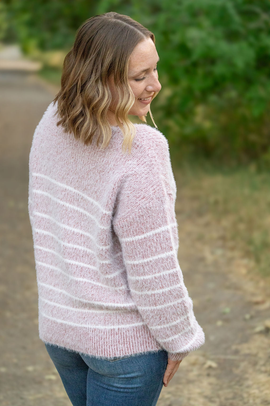 IN STOCK Cozy Striped Sweater - Mauve FINAL SALE