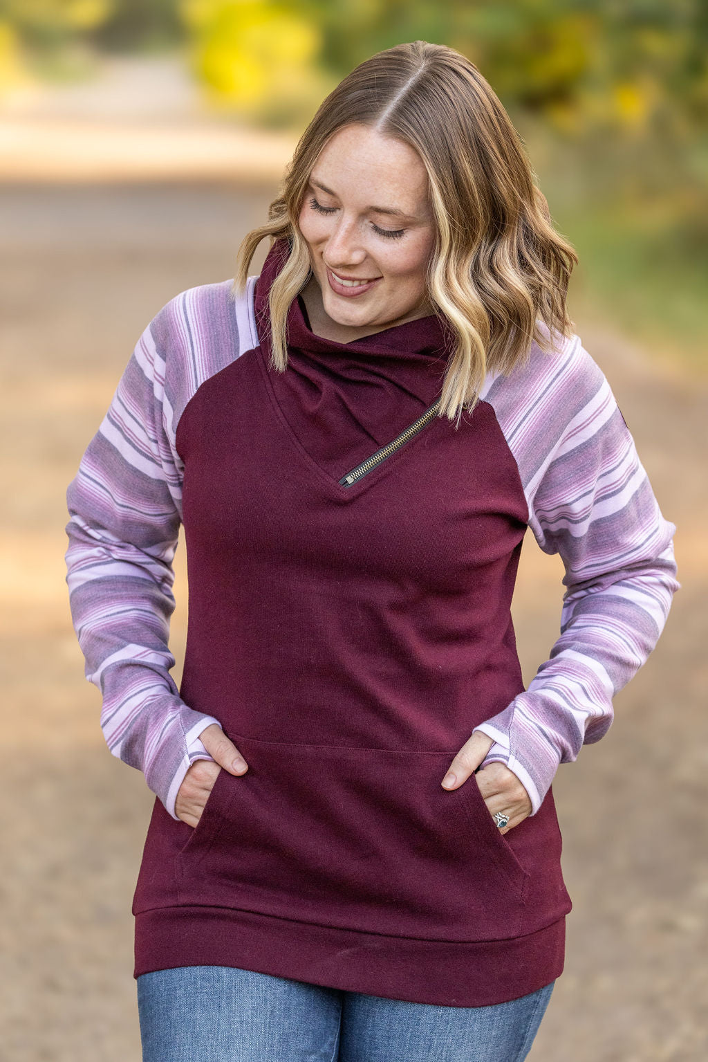 IN STOCK Classic Zoey ZipCowl Sweatshirt - Berry Serape FINAL SALE