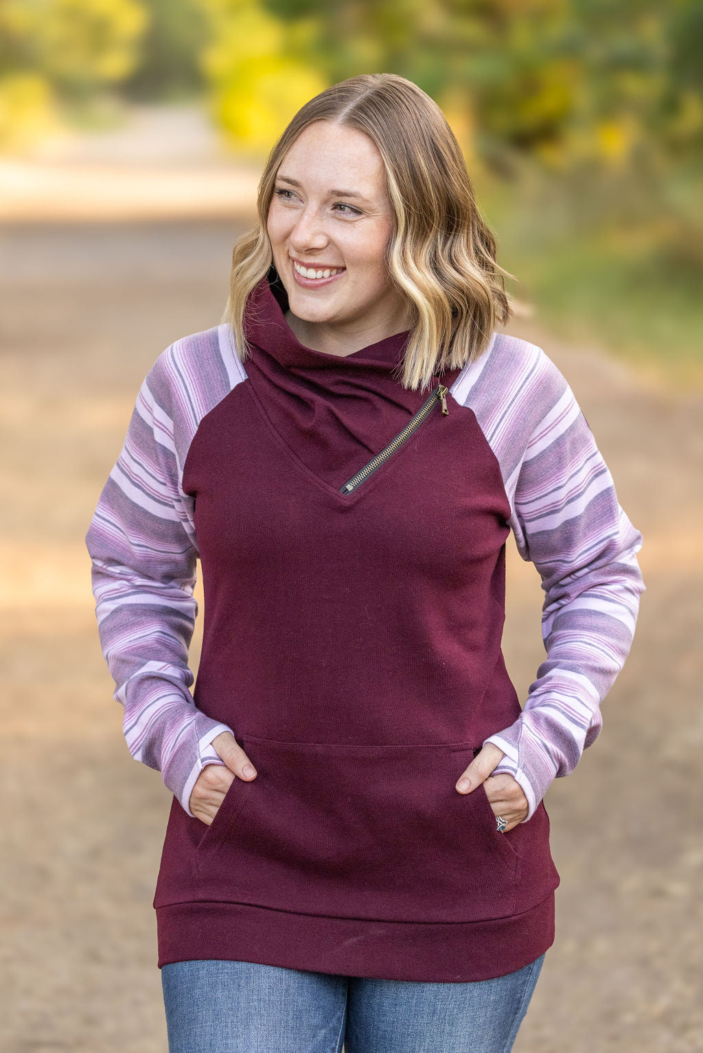 IN STOCK Classic Zoey ZipCowl Sweatshirt - Berry Serape FINAL SALE