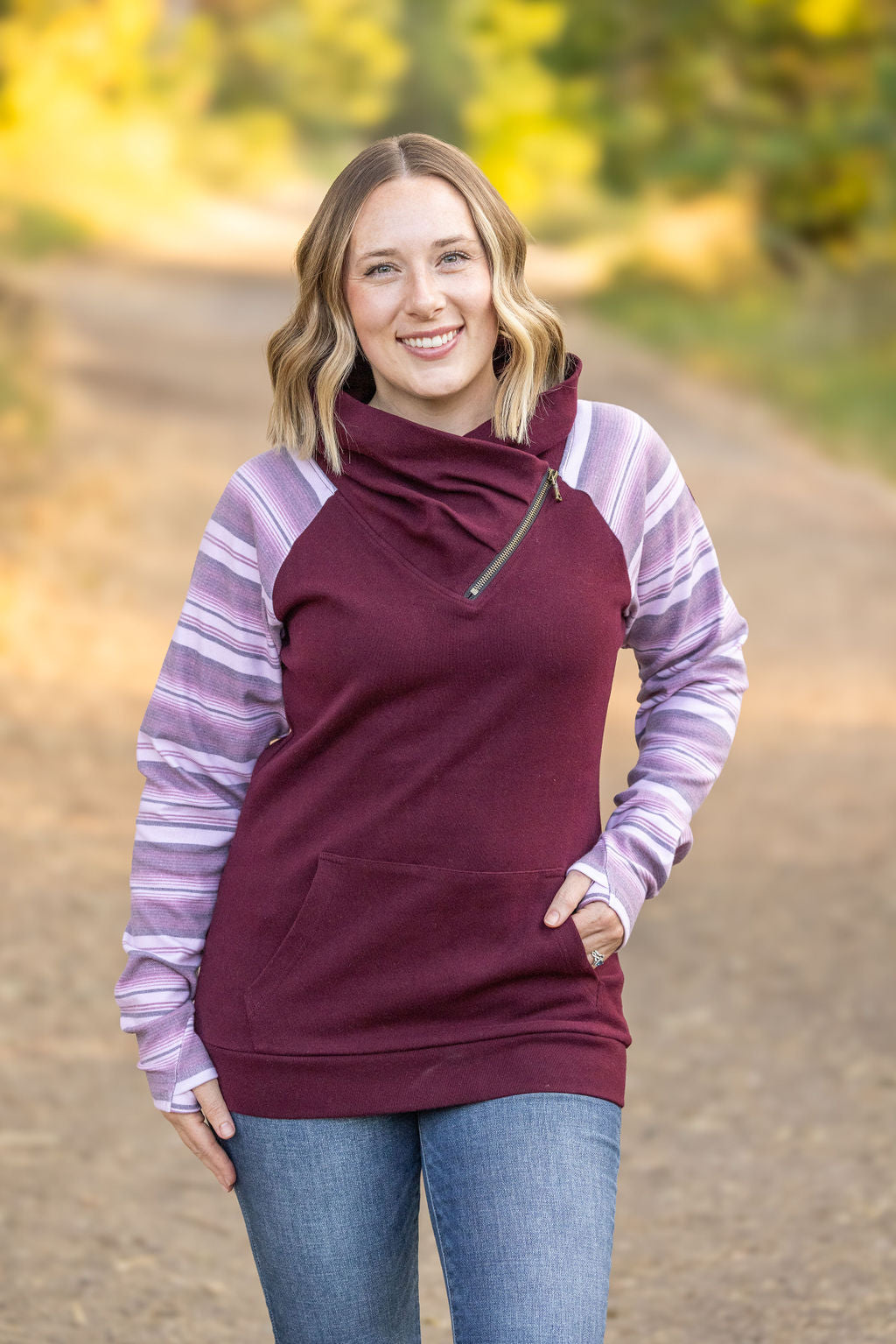 IN STOCK Classic Zoey ZipCowl Sweatshirt - Berry Serape FINAL SALE