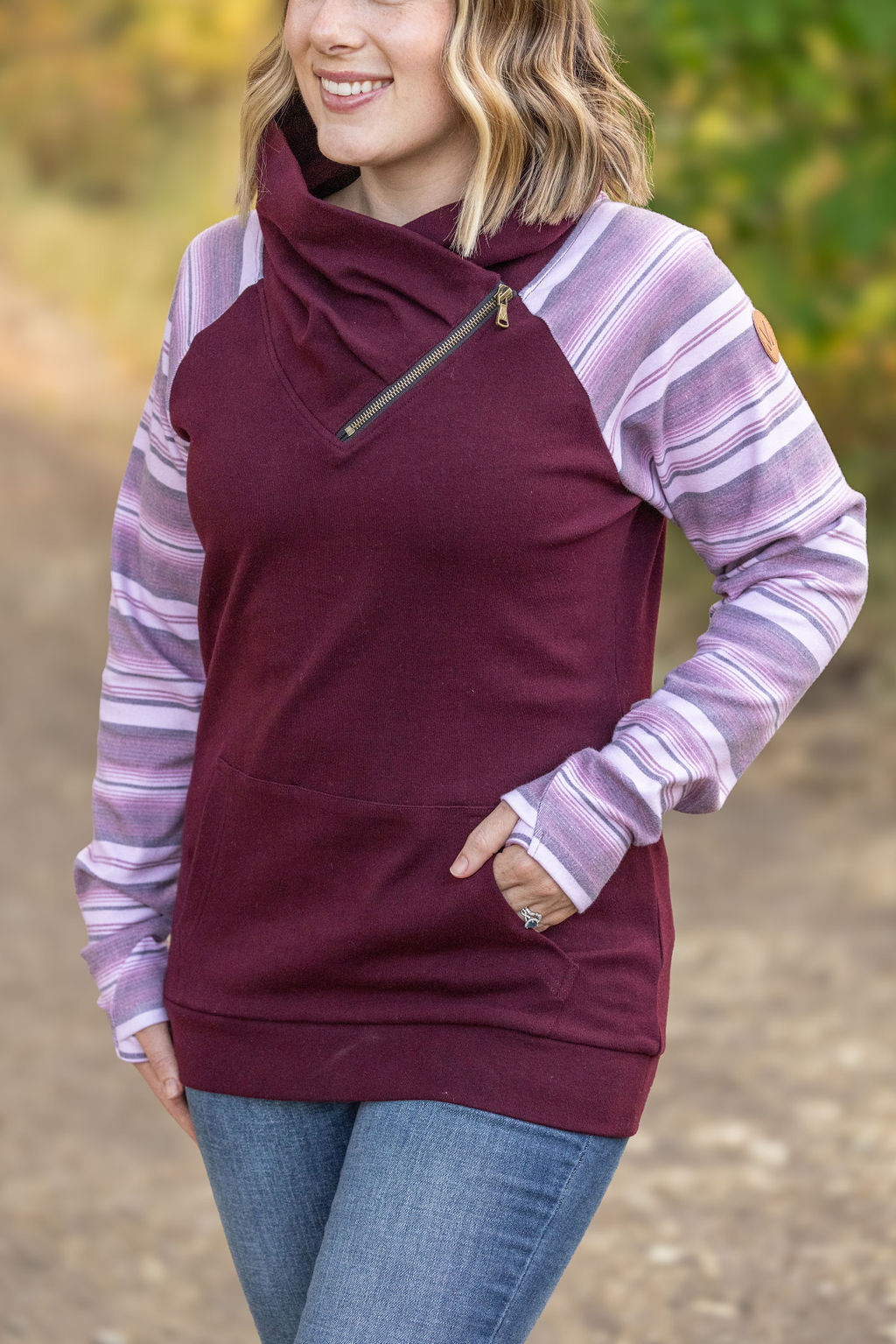 IN STOCK Classic Zoey ZipCowl Sweatshirt - Berry Serape FINAL SALE