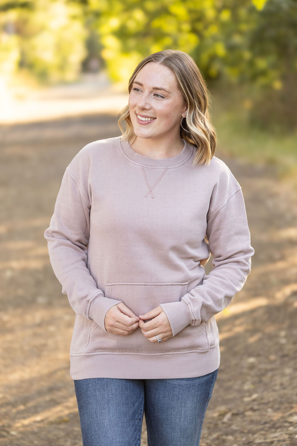 IN STOCK Vintage Wash Pocket Pullover - Blush Pebble FINAL SALE