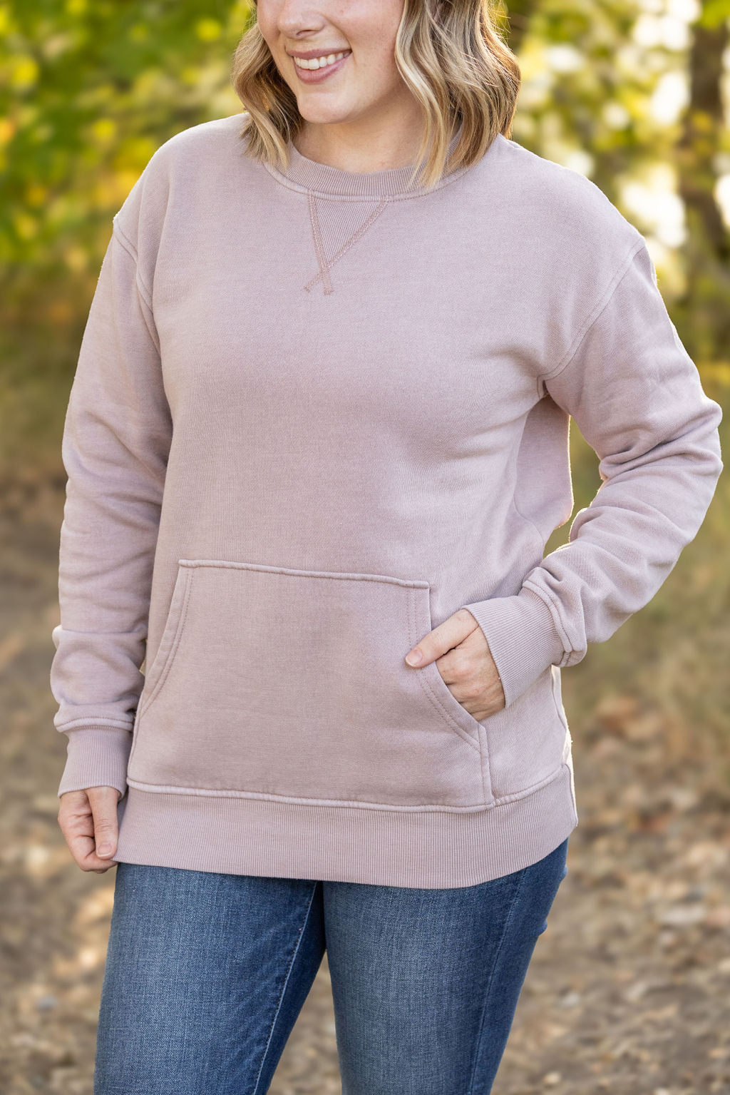 IN STOCK Vintage Wash Pocket Pullover - Blush Pebble FINAL SALE