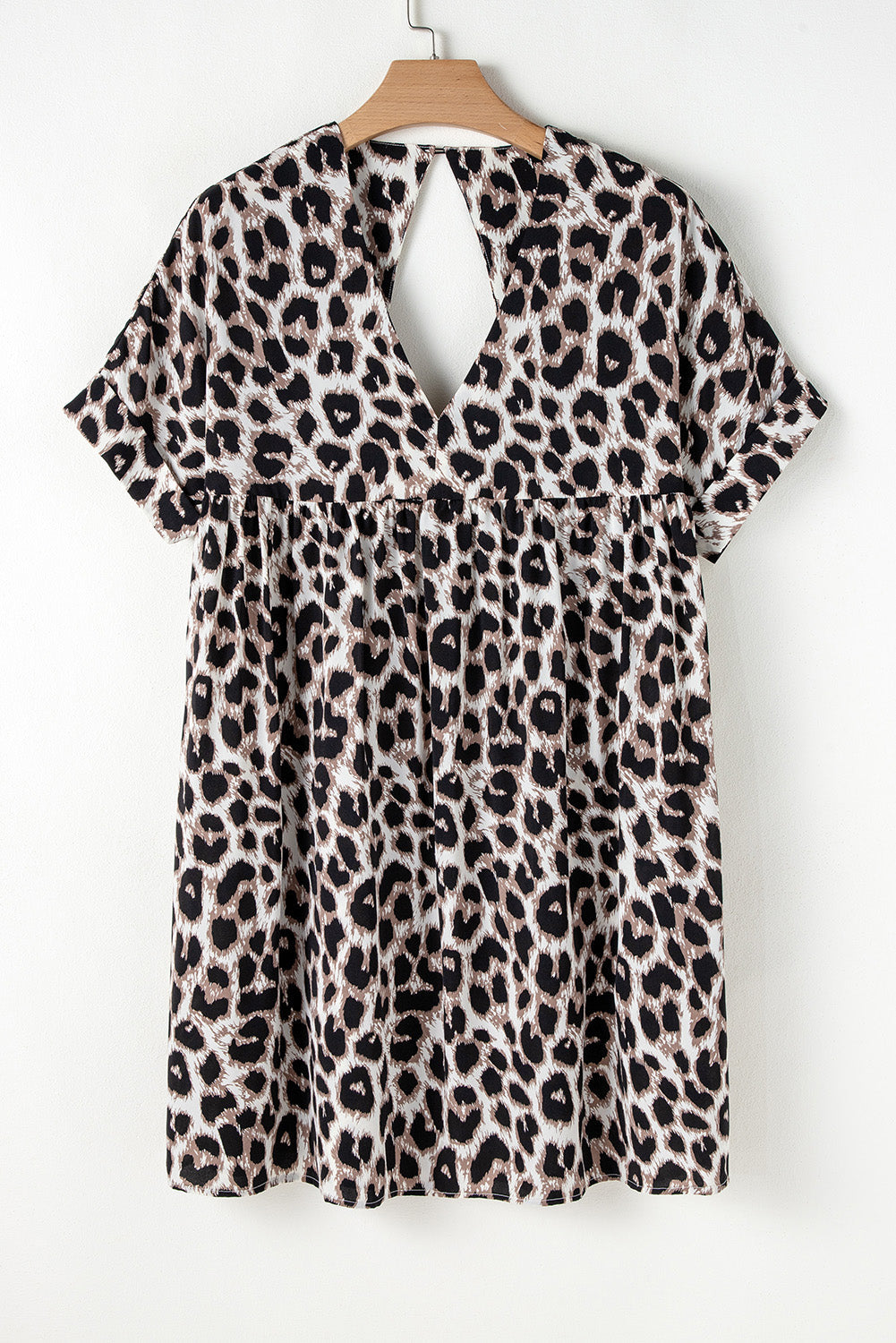 Leopard Keyhole Back Babydoll Dress