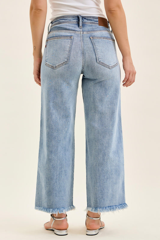 Mary Mid Rise Ankle Wide Leg + Hollywood WB + Fray Hem