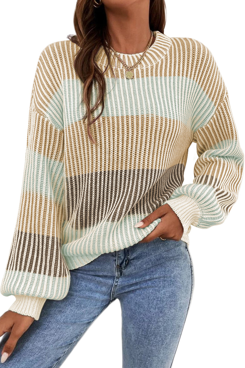 Ribbed Colorblock Sweatshirt