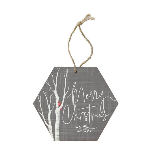 Honeycomb Ornaments - Merry Christmas Cardinals