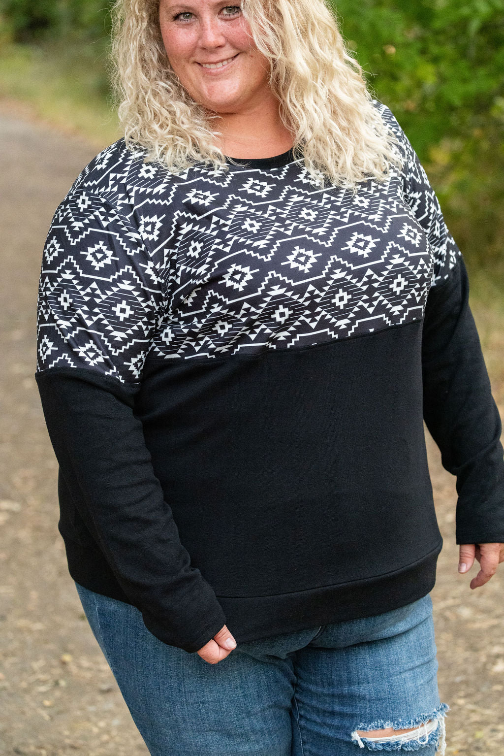 IN STOCK Natalie Pullover - Black Geometric FINAL SALE