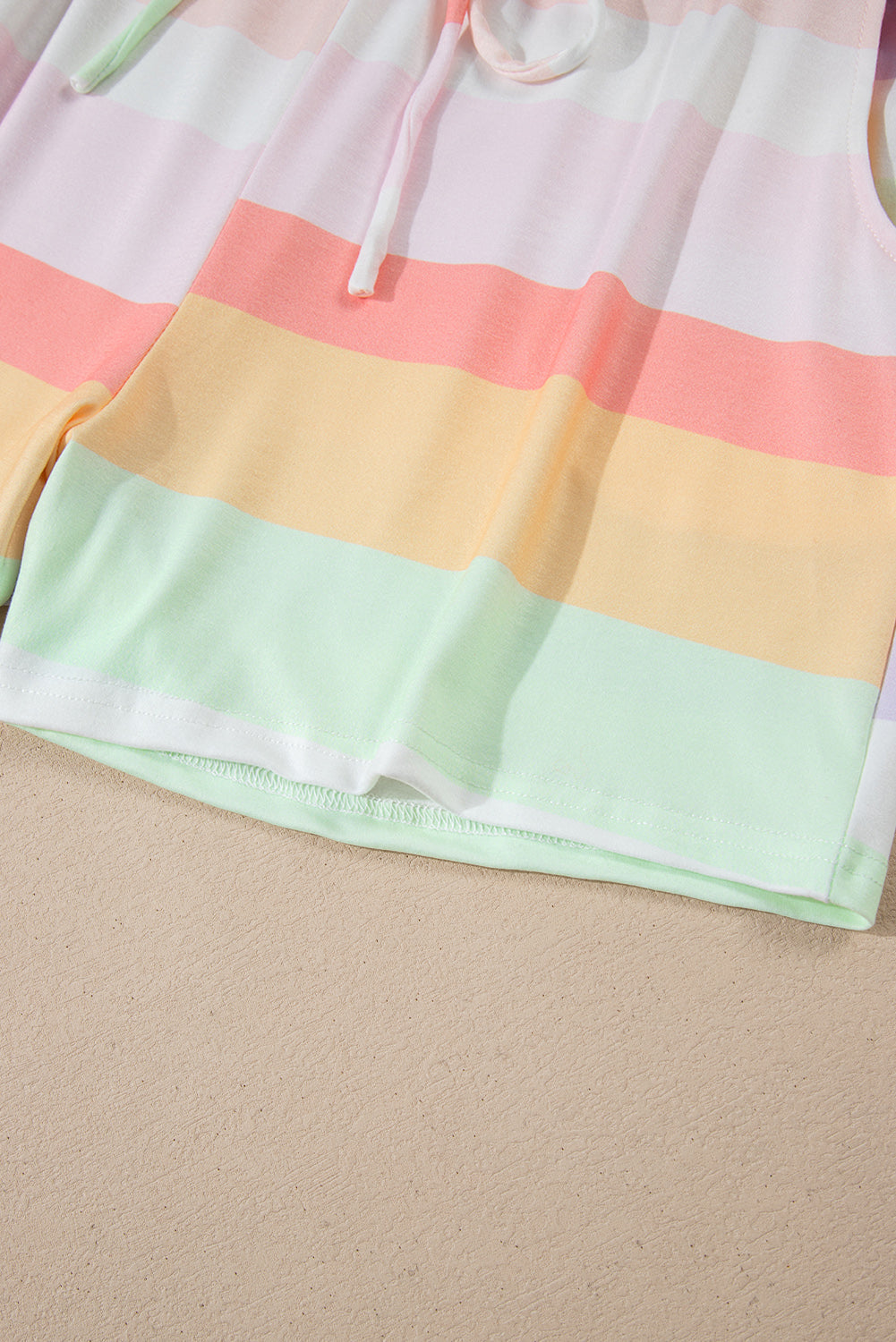 White Rainbow Striped Tee + Shorts Set