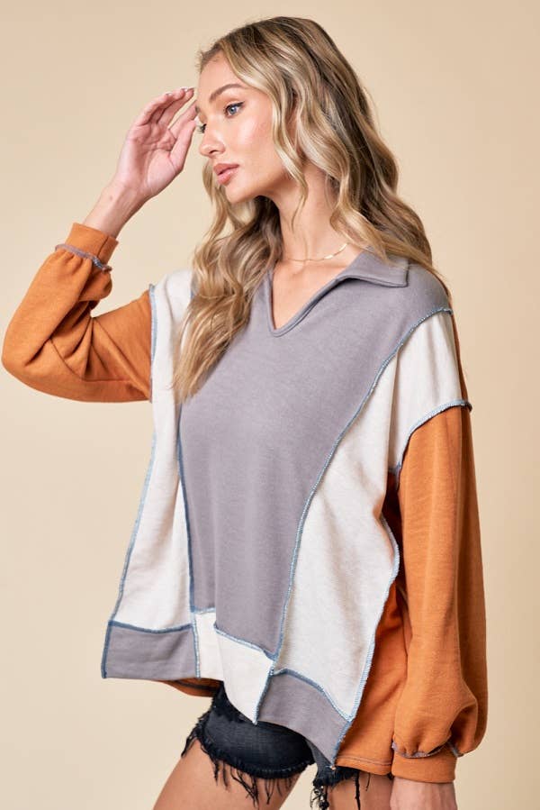 Lovely Melody Color Block Pullover Size M