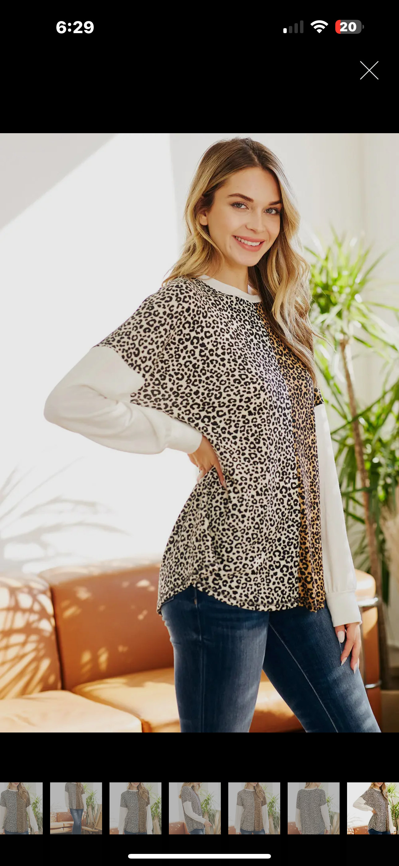 Lovely Melody Two-Tone Leopard Top Size 1X