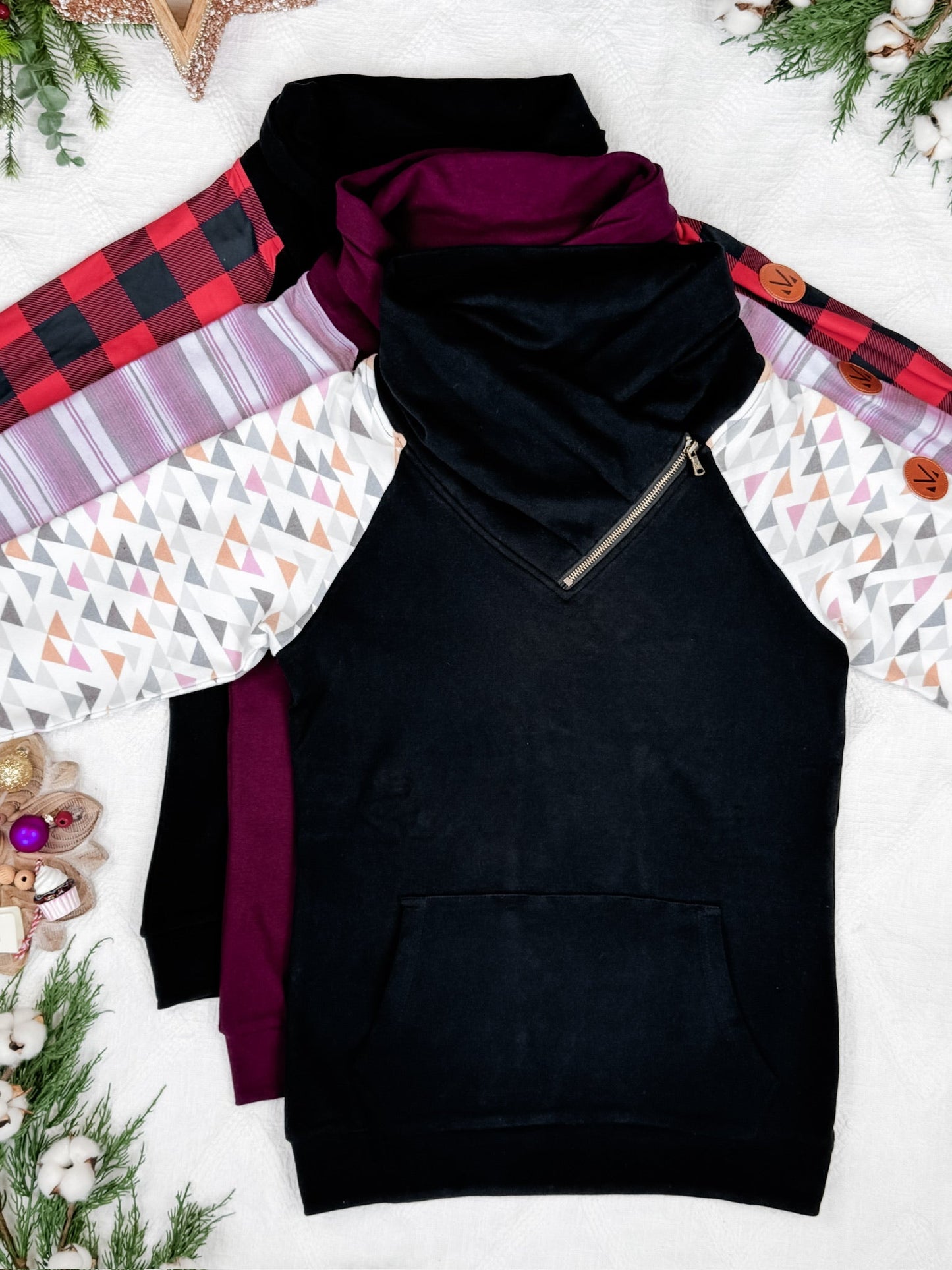 IN STOCK Classic Zoey ZipCowl Sweatshirt - Berry Serape FINAL SALE