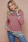 Lovely Melody Striped Bottom Layer Cowl Neck Top Size 2X