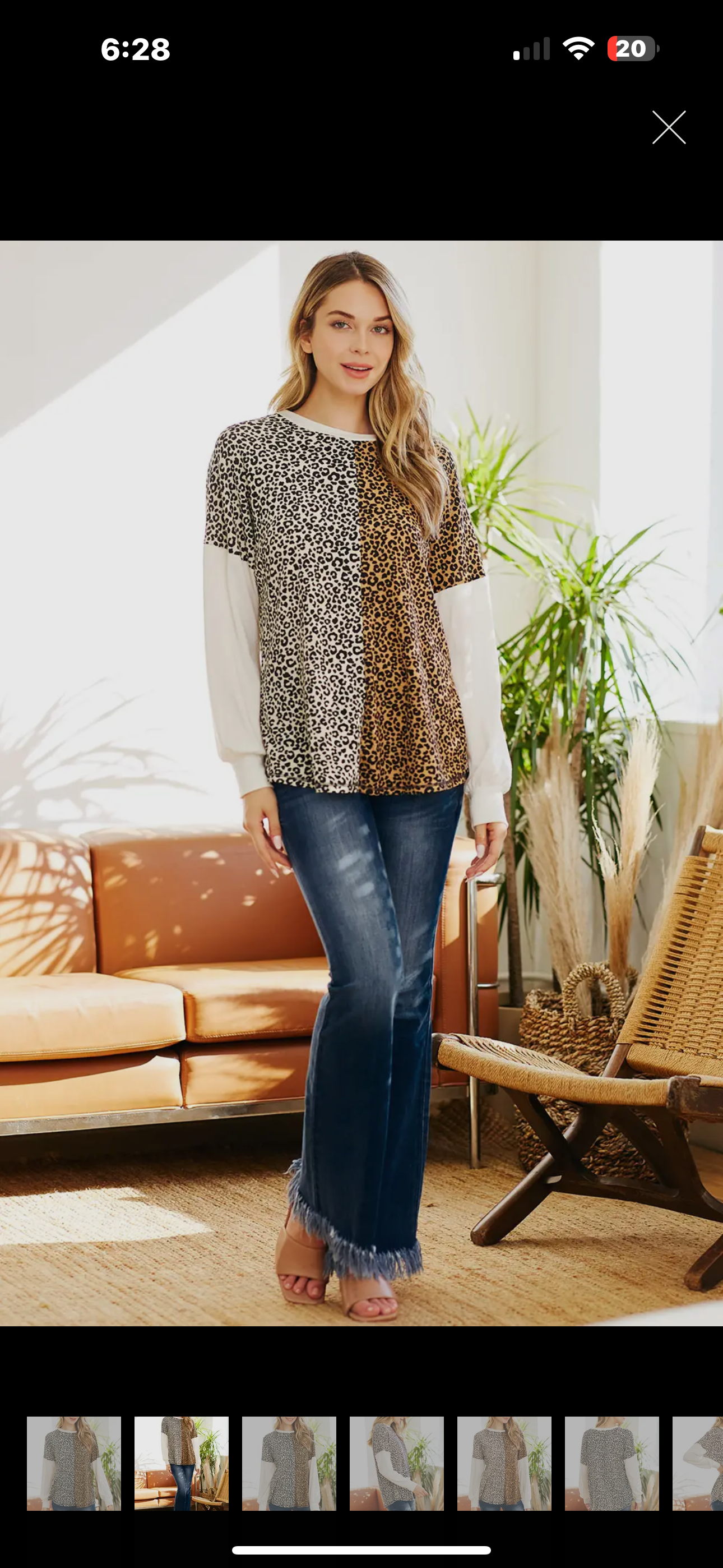Lovely Melody Two-Tone Leopard Top Size 1X