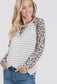 Lovely Melody Striped & Leopard Raglan Top Size 2X