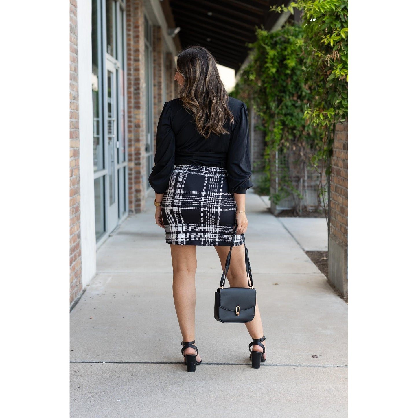 Ready to Ship  | The Amelia - Black And White Plaid Jogger Skirt