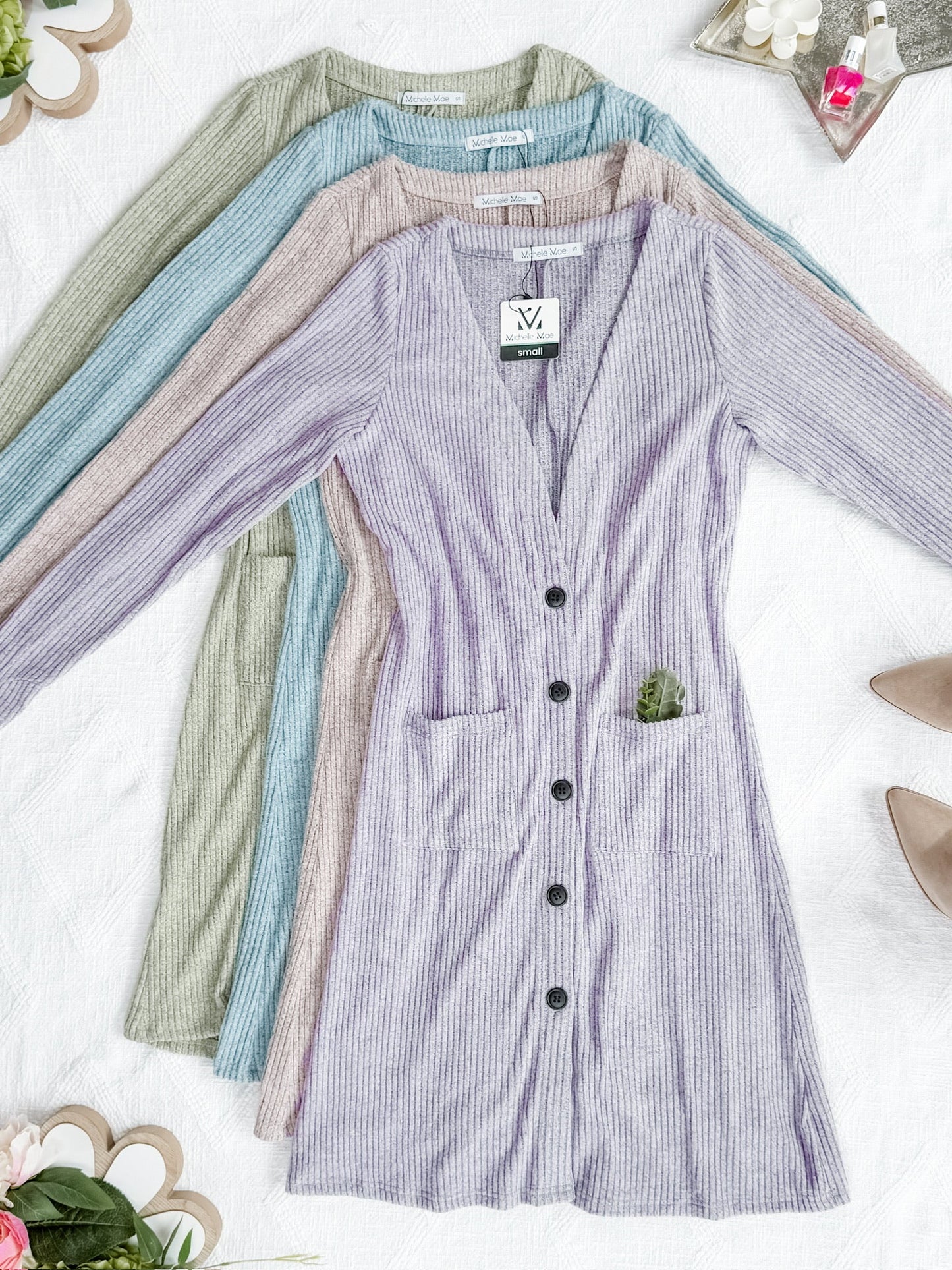 IN STOCK Colbie Ribbed Cardigan - Lavender