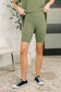 Buttery Soft V-Neck Bike Short Set in Light Olive