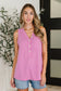 Buttoned Up Buttercup Sleeveless Tank Top in Magenta Glow