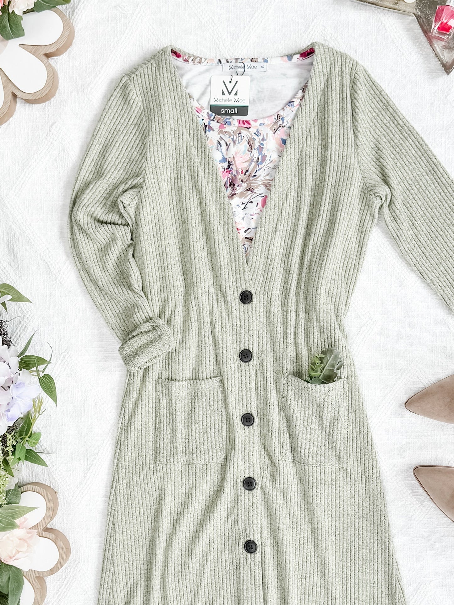 IN STOCK Colbie Ribbed Cardigan - Pistachio