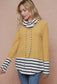 Lovely Melody Striped Bottom Layer Cowl Neck Top Size 2X
