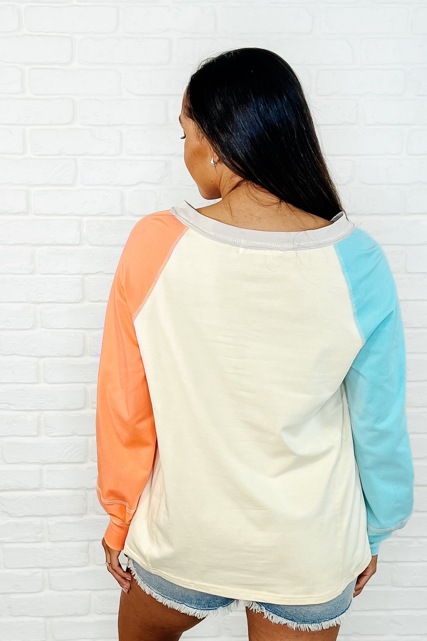 Color Me Confused Color Block Long Sleeve Top