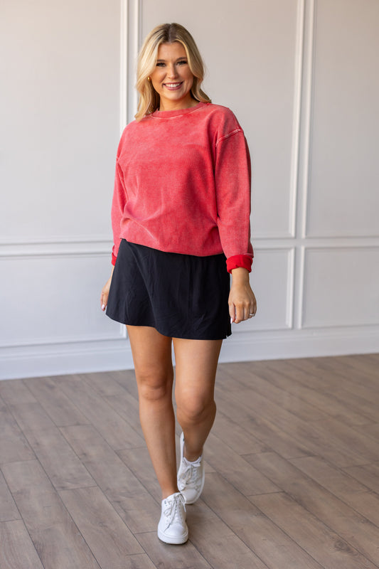 RED -ESSENTIAL CORDED CREW