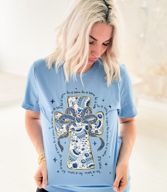 CROSS Blue He Is Rise Graphic Tee