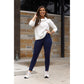 Buttery soft navy fleece leggings for women by Julia Rose.
High-waisted fleece leggings with side pockets in navy.
